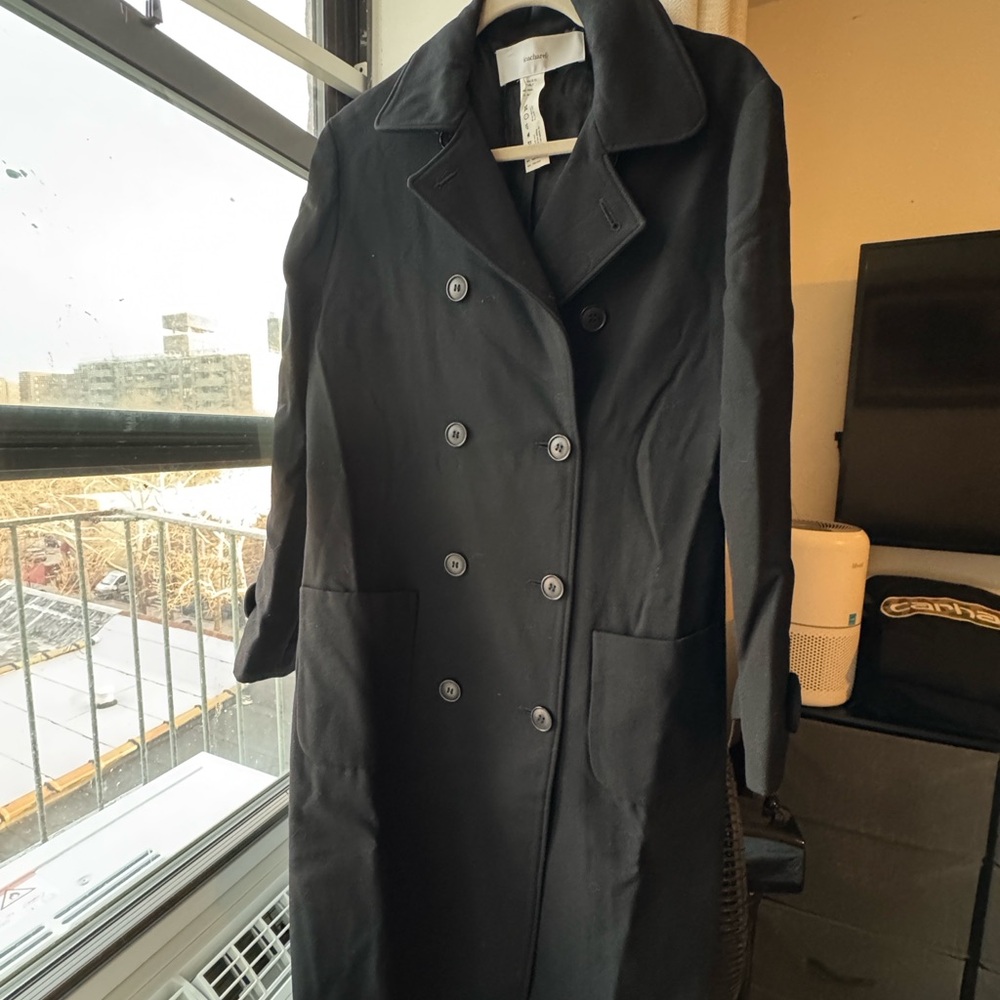 Elegant Black Double-Breasted Trench Coat